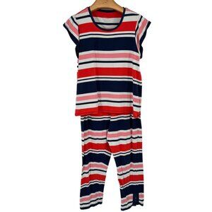 Kate Spade Red and Blue Striped Sleepwear Set